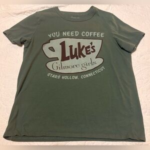 Green Graphic Tee with Coffee Design